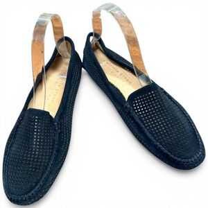 Patricia Green Collection Black Suede Perforated Driving Loafers Size 8.5M Class